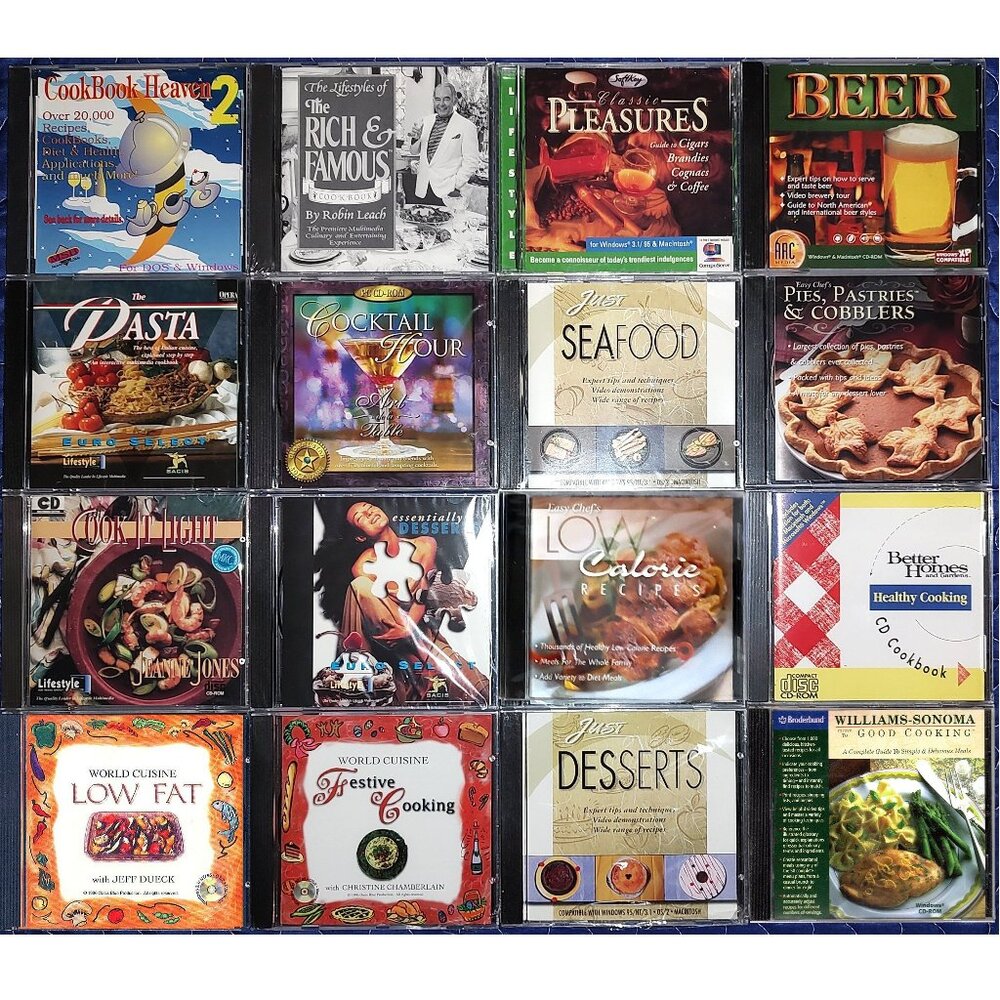 16 Cookbook CDs LOT1 - PC Software CLEARANCE- NEW in Jewel Cases